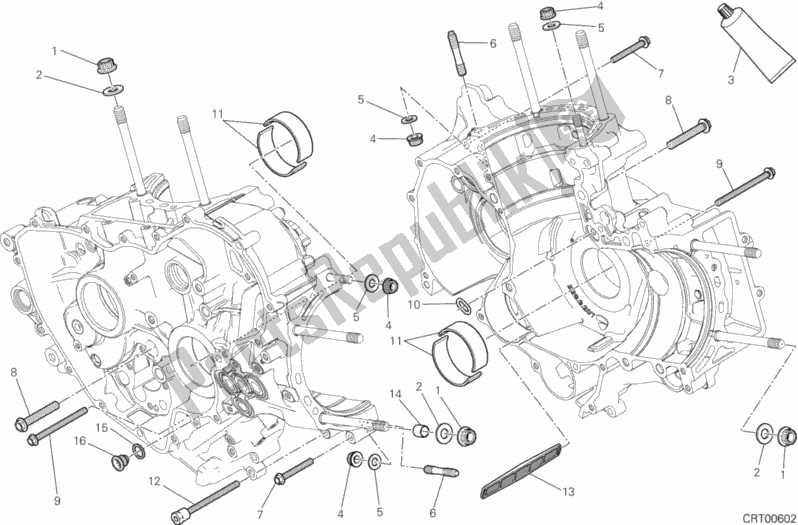 All parts for the 10a - Half-crankcases Pair of the Ducati Superbike 1199 Panigale S Tricolore 2013